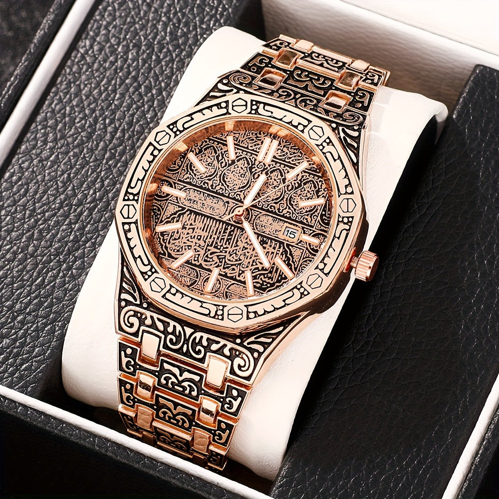 Men's Quartz Watch Alloy Round Dial Fashionable Business Wristwatch