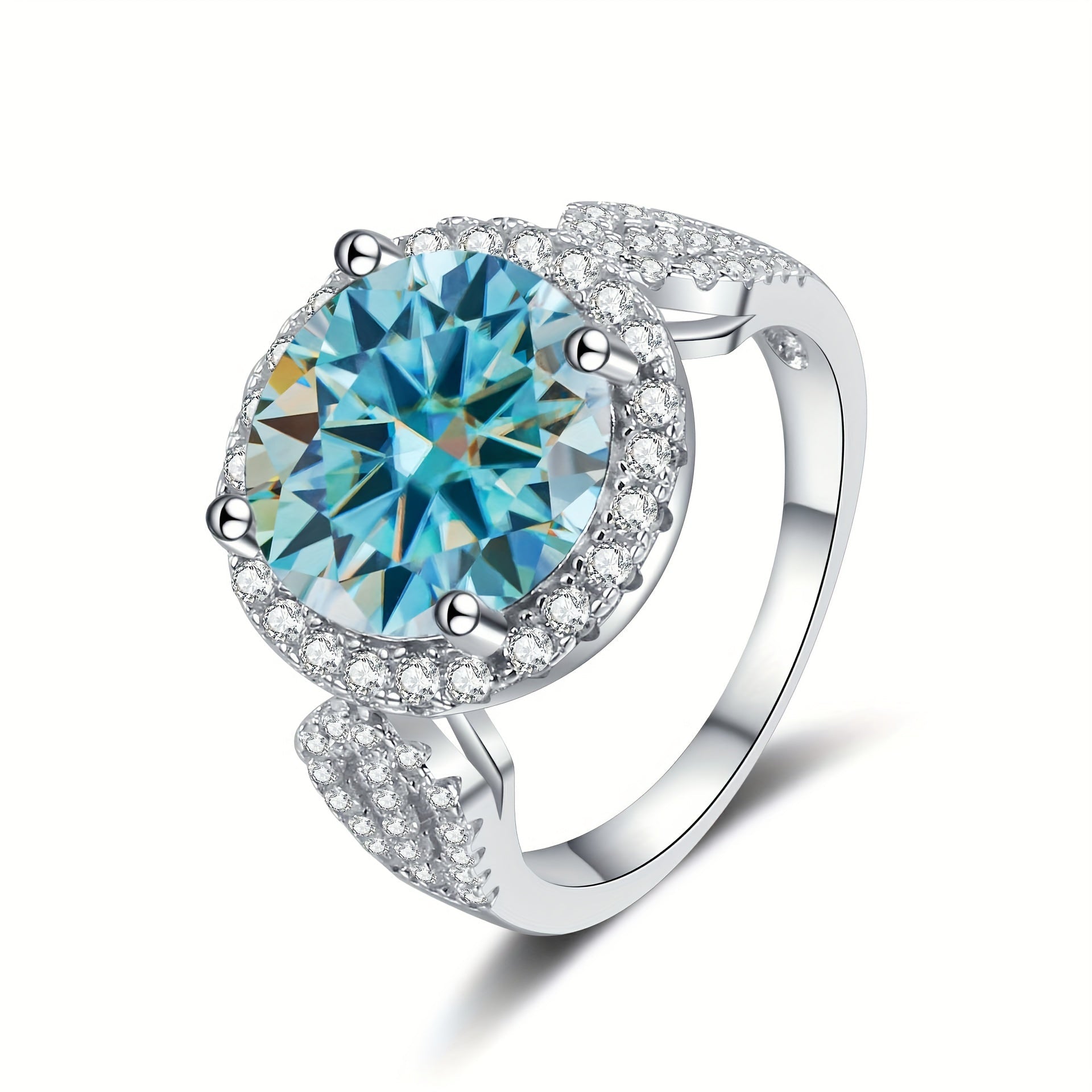 Sterling Silver 5 Carat Moissanite Engagement Ring for Weddings and Anniversaries