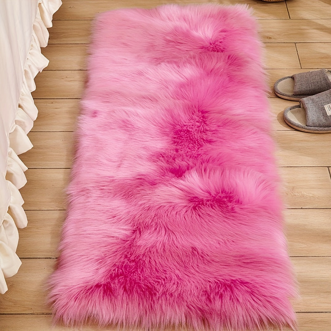 Soft Fluffy Long Plush Bedroom Rug Artificial Fur Washable Living Room and Bedside Decor