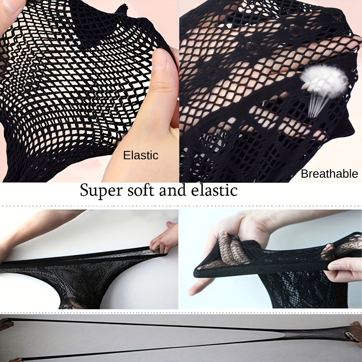 Women's Large Fishnet Pantyhose Set with Garter Belt and Suspender