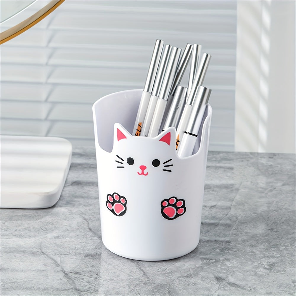 Cute Cat Design Pen Holder and Makeup Brush Storage Desktop Organizer