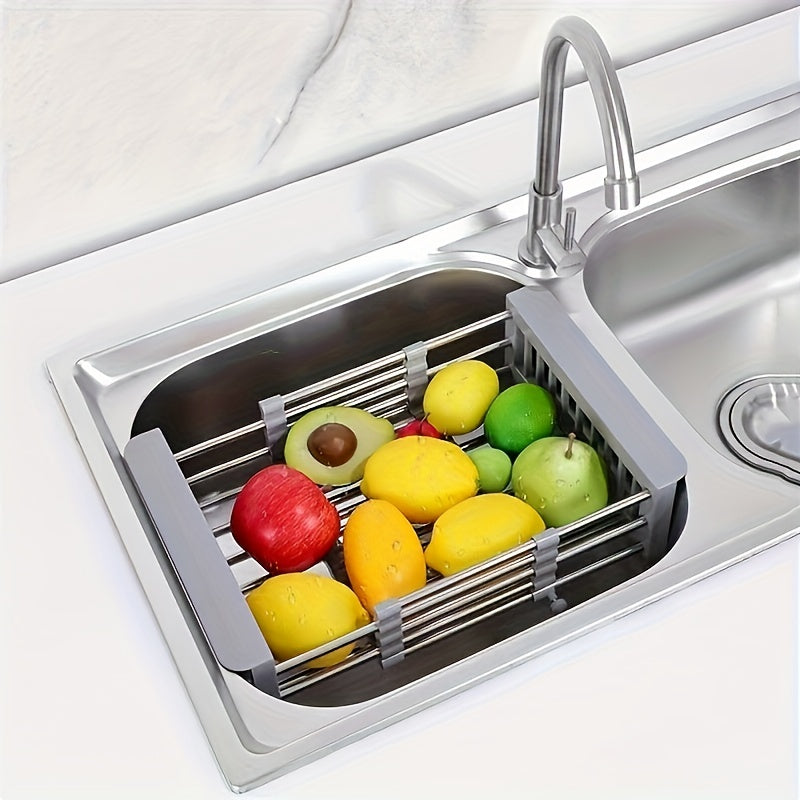 Adjustable Stainless Steel Kitchen Sink Rack with Retractable Dish Drainer Large Small