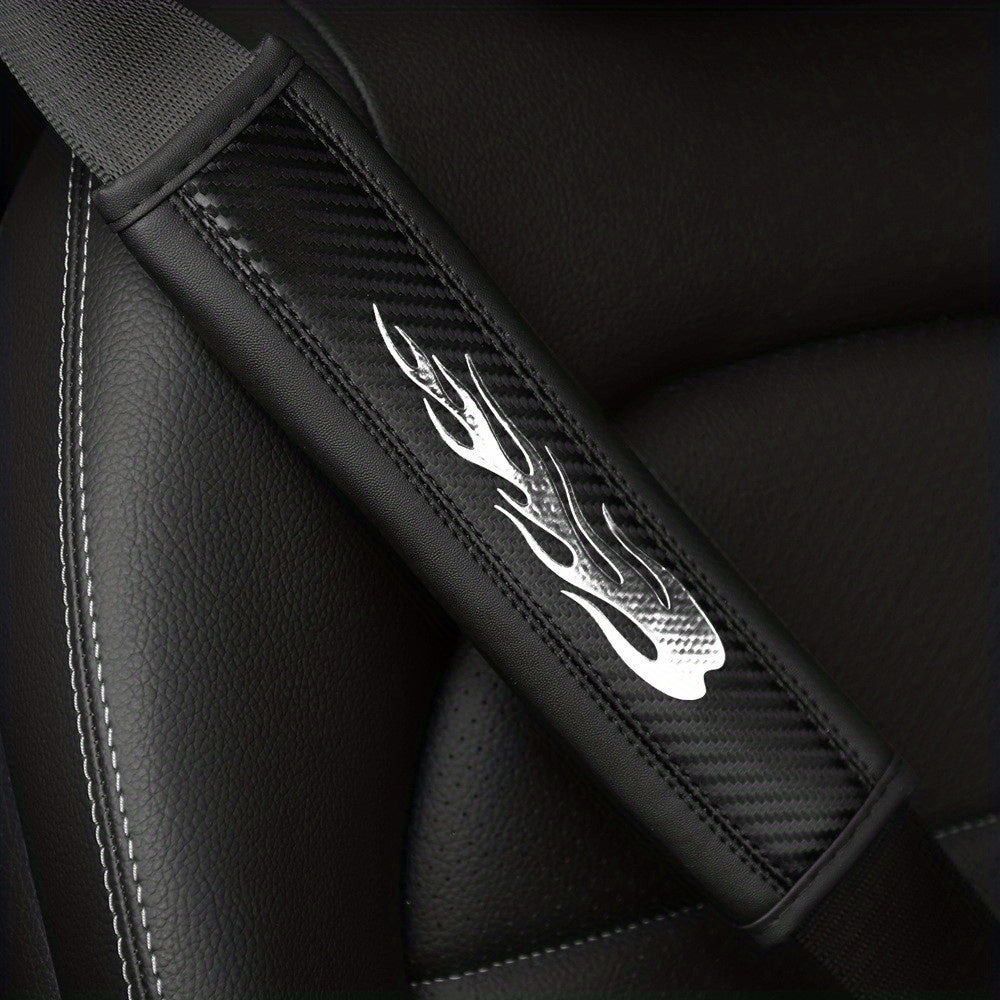 Universal Car Seat Belt Shoulder Protector Carbon Fiber Pattern PU Leather