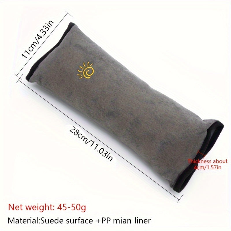 Auto Seat Belt Pillow Headrest Cushion For Safety and Comfort Black Fabric