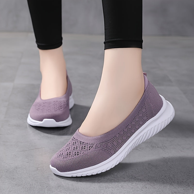 Women's Breathable Slip-On Sneakers Low Top Casual Fabric Solid Color All-Season