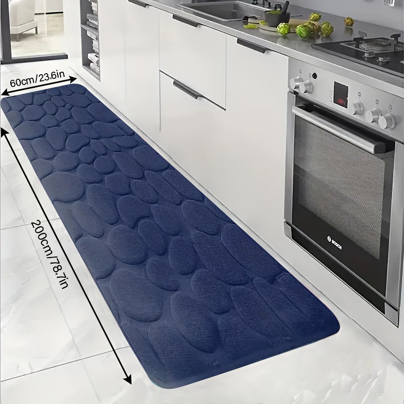 Alfombra de baño de espuma viscoelástica con relieve de piedra, antideslizante, suave, absorbente y lavable