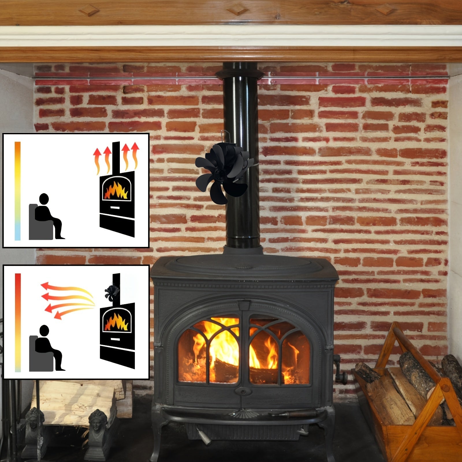 Wood Stove Fan Heat-Powered Fireplace Accessory for Fall and Winter