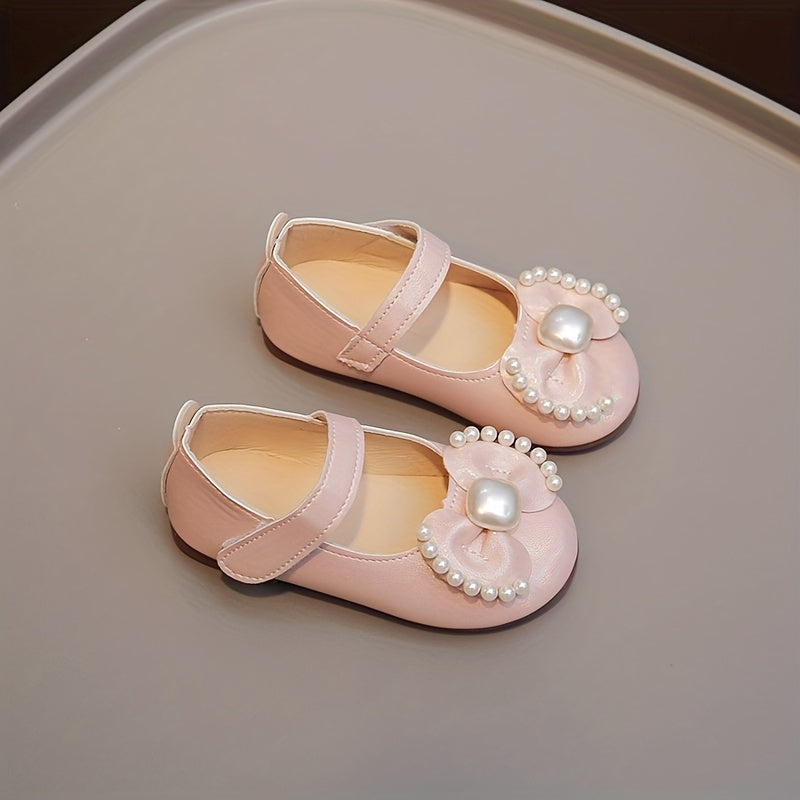 Zapatos Mary Jane para niñas con lazo de perla, ligeros y transpirables para fiestas y bodas