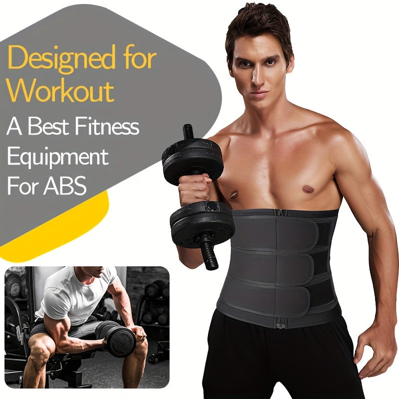 Men's Waist Trainer Neoprene Body Shaper Slimming Belt with Zipper for Abdomen Reduction