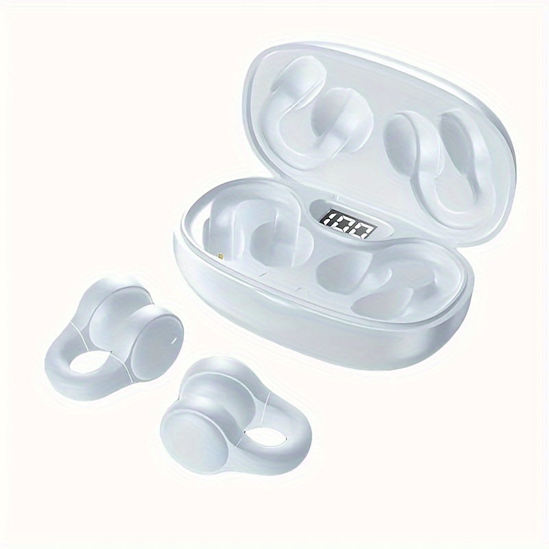 Wireless Noise Cancelling Clip-On Earbuds for Sports Calls Long Battery