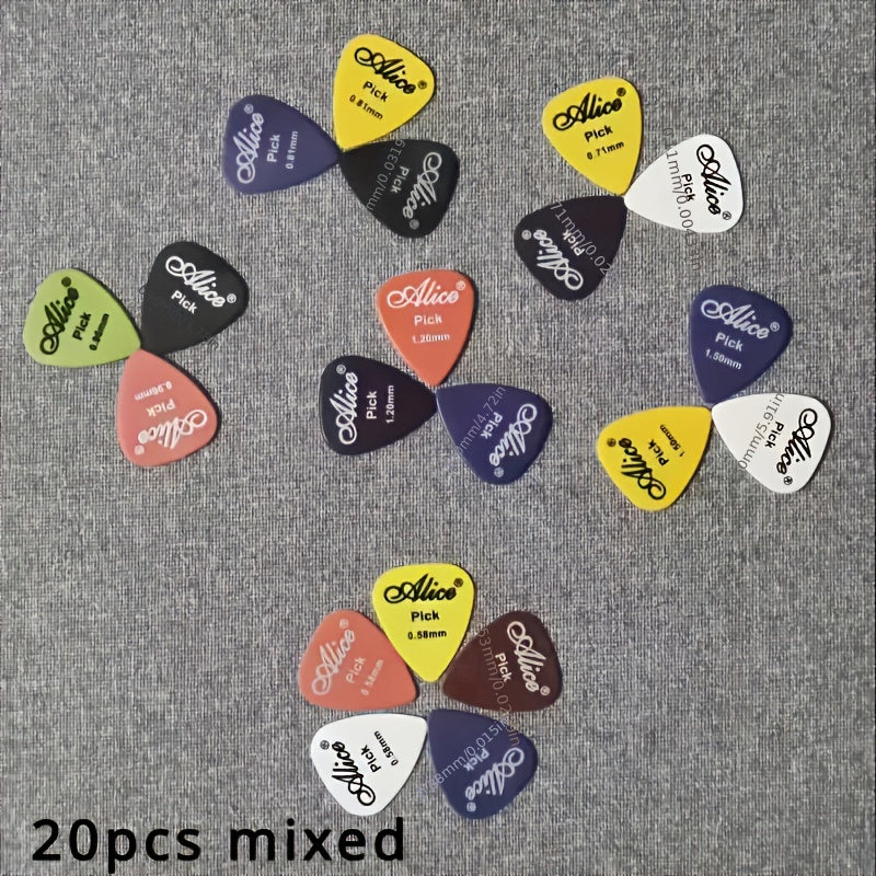 Guitar Picks Set 20pcs Assorted Colors and Thickness for Acoustic Electric Bass