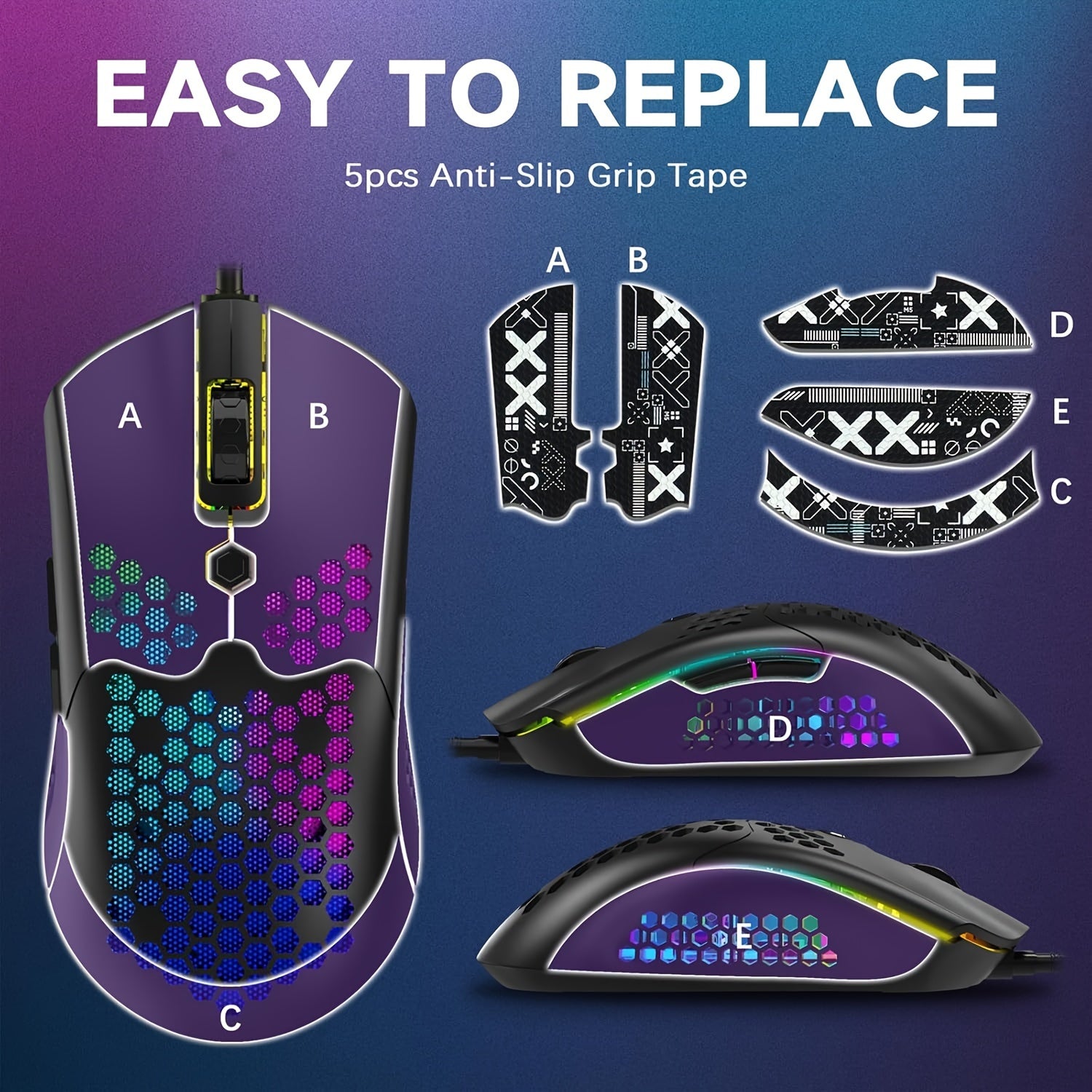 Gaming Mouse with 65G Lightweight Honeycomb Shell 26 RGB Backlighting Optical Sensor