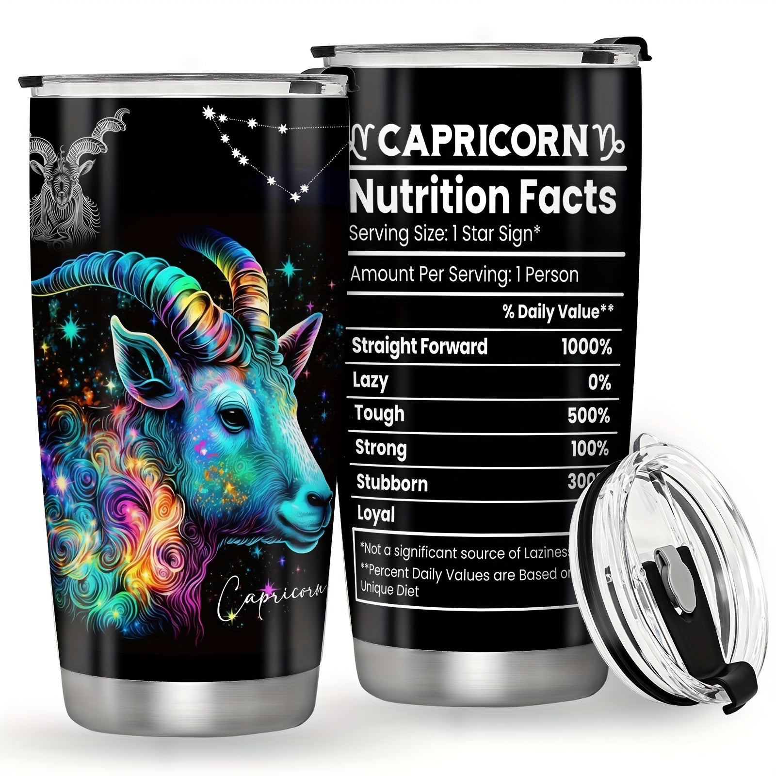 20oz Stainless Steel Zodiac Tumbler with Horoscope Design Leakproof Double Wall Vacuum Insulated Travel Mug for Outdoor Use