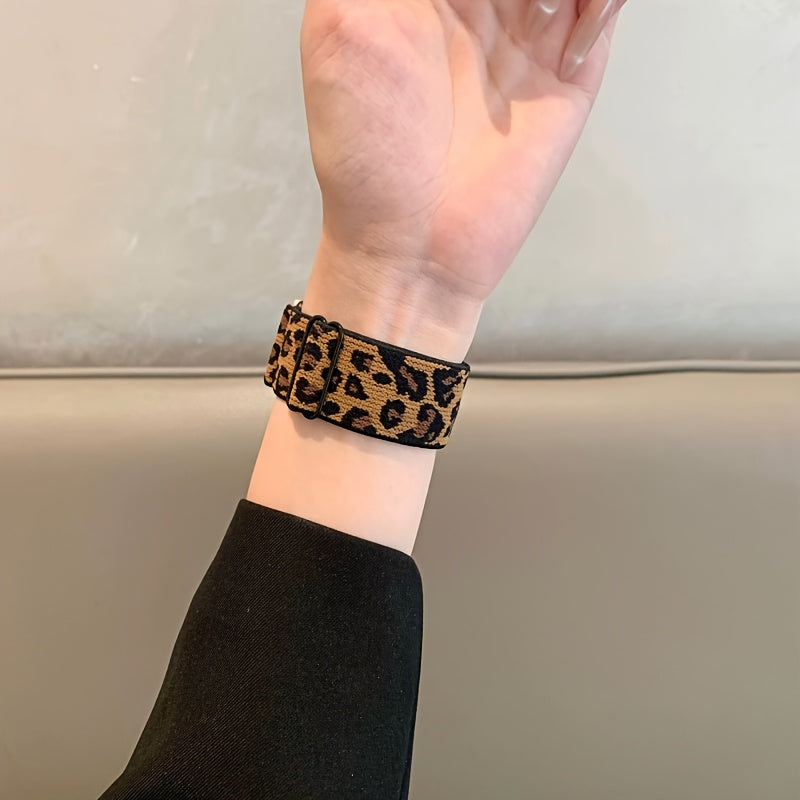 Yangi elastik leopard naqshli iWatch tasmasi Apple Watch uchun, S9/8/7 va Universal 98765se/Ultra2 bilan mos keladi