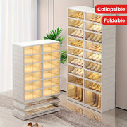 Foldable Shoe Rack with 6/9 Tiers and Clear Stackable Shoe Box for Closet Organization