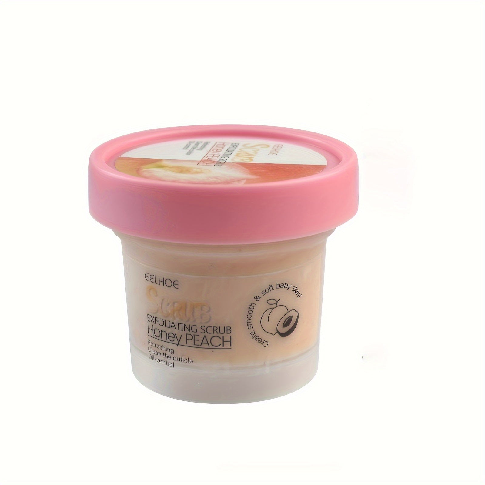 EEHOE Honey Peach Body Scrub Cream (3.53oz) - Yumshoq teri uchun chuqur tozalaydi va eksfoliatsiya qiladi. Barcha teri turlari uchun mos keladi. Glicerin o'z ichiga oladi.