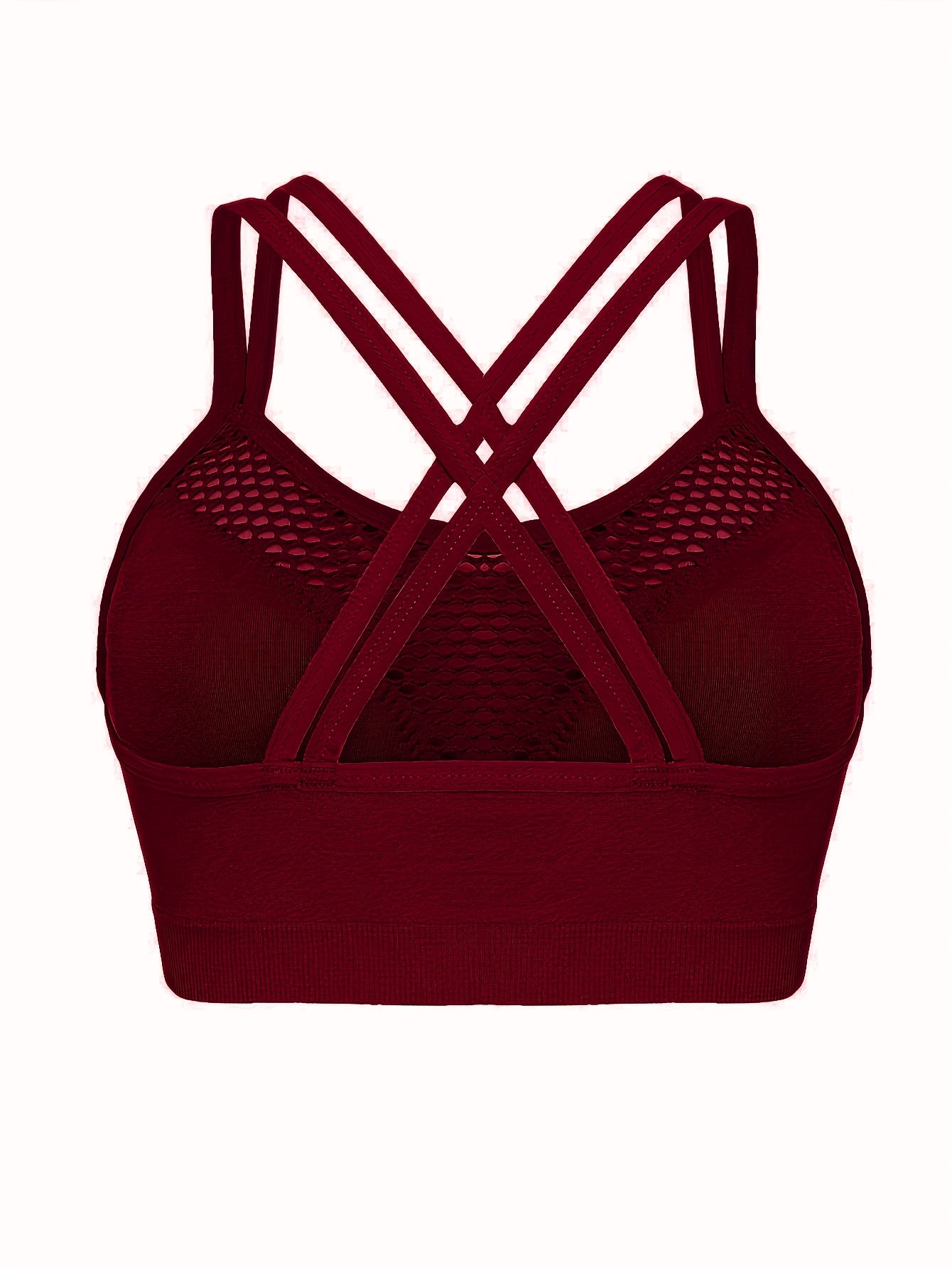 Women's Plus Size Seamless Sports Bra Yoga Running Crop Top with Cross-Back