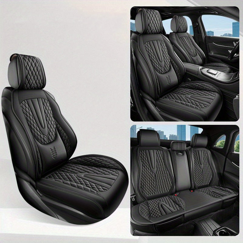 All-Season Faux Leather Car Seat Cover Breathable Dirt-Resistant for 5-Seater