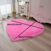 Heart-Shaped Shag Area Rug, Plush Fuzzy Rectangle Carpet, Non-Slip Bedroom Decor
