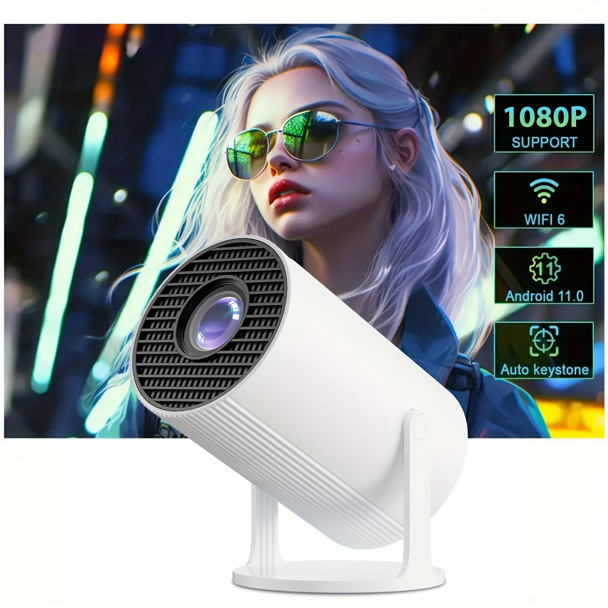  portativ 4K Android proyektor 1080P Wifi ikki tomonlama ekran kinoteatr yorqinligi