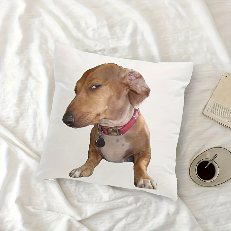 Dachshund throw pillow qopqog'i, yon-ko'zli, yumshoq polyester, yuviladigan, 45.7 sm