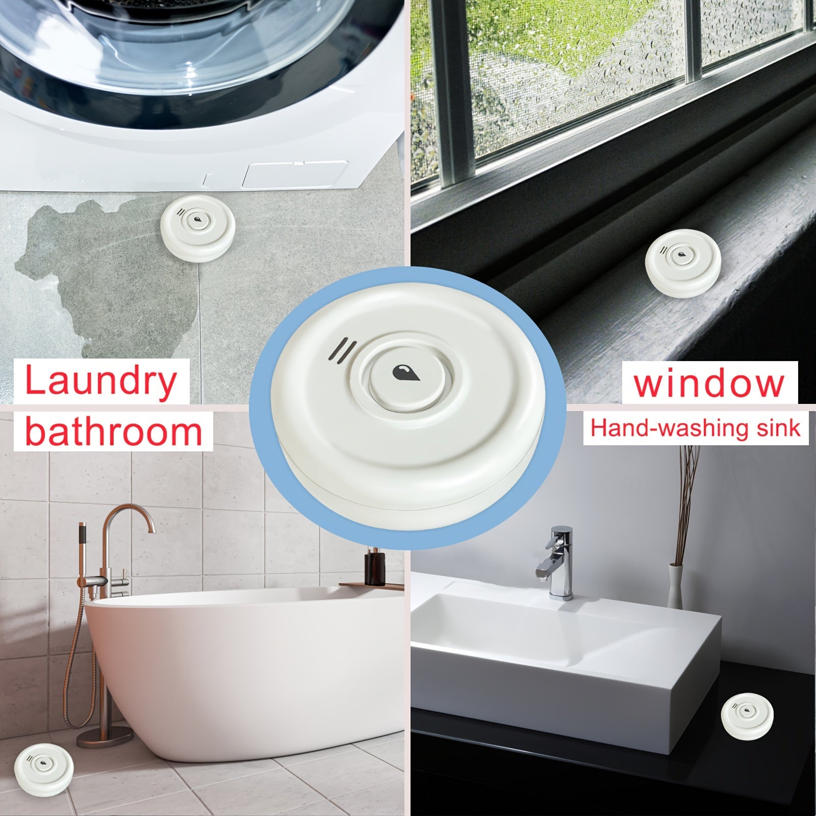 Smart WiFi Water Leak Detector with High Volume Alarm Battery-Powered Mobile Notifications Suitable for Kitchen Bathroom Basement Garage