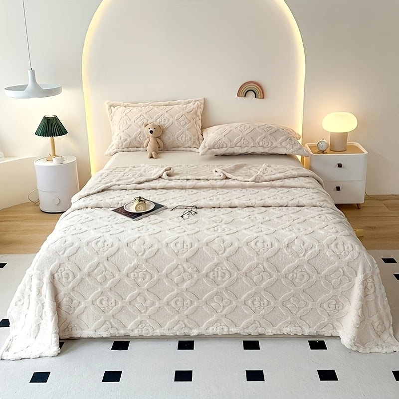 Taffeta Meadow Jacquard Blanket with Three Leaf Design Multipurpose Throw Quilt