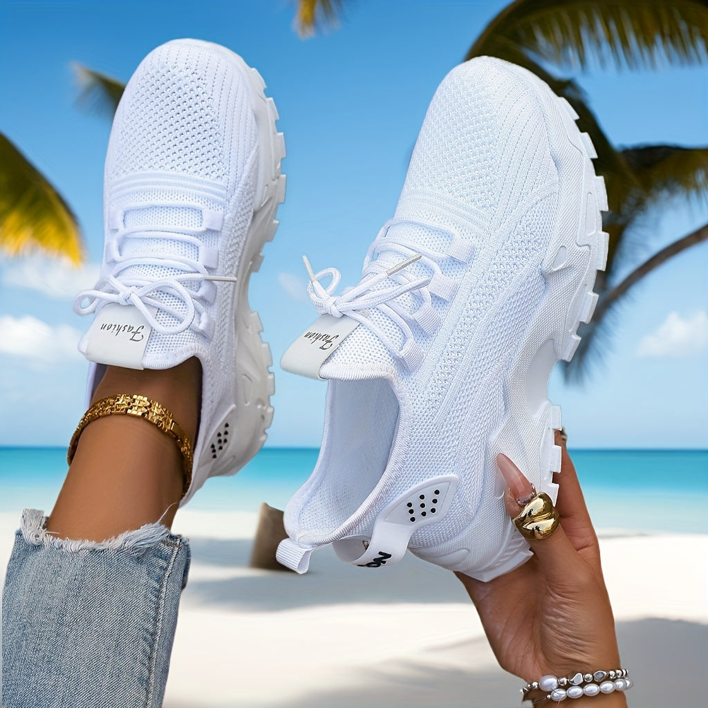 Ladies Casual Shoes Light Soft Sole White Travel Walking Sneakers