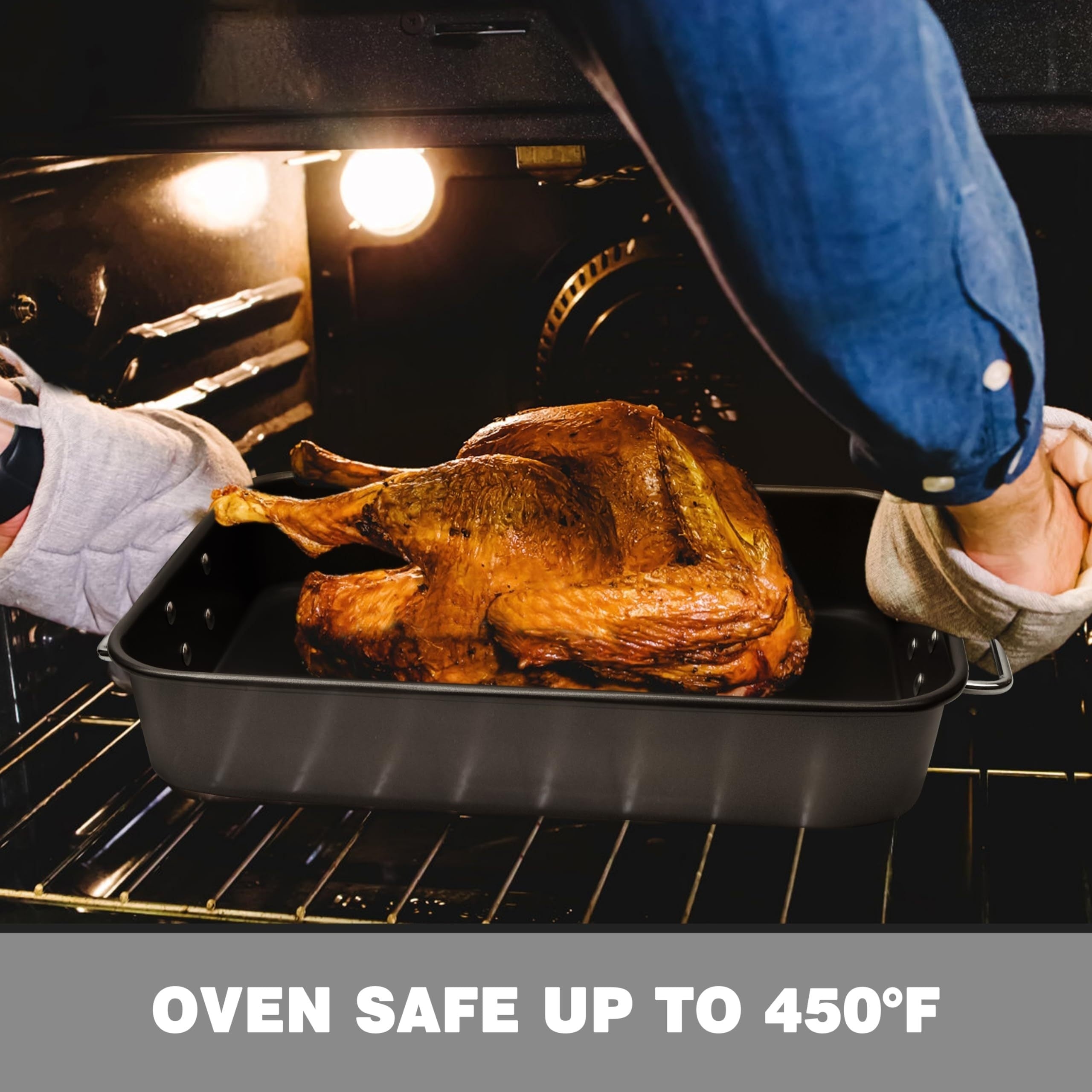 Yogʻlamaydigan qovurish panasi 38.1x25.4cm, pechga chidamli kvadrat pishirish panasi