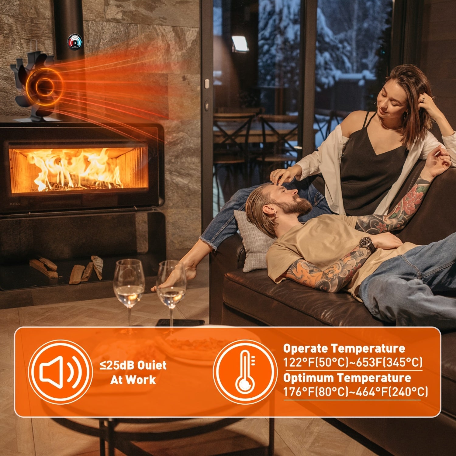 Aluminum Table Fan with Bracket for Heater Fireplace Log Burner Stove Accessories