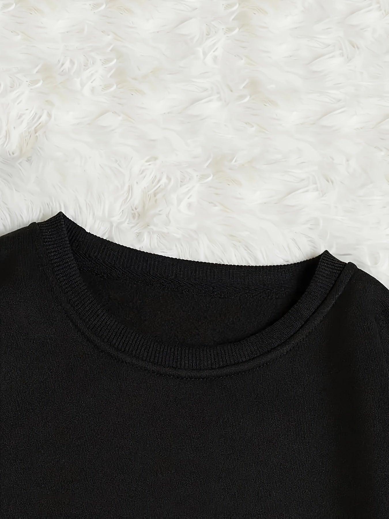 Plus o'lchamli ayollar uchun bir rangli krujka bo'yinli pulover svitshotlar, kuz va bahor uchun