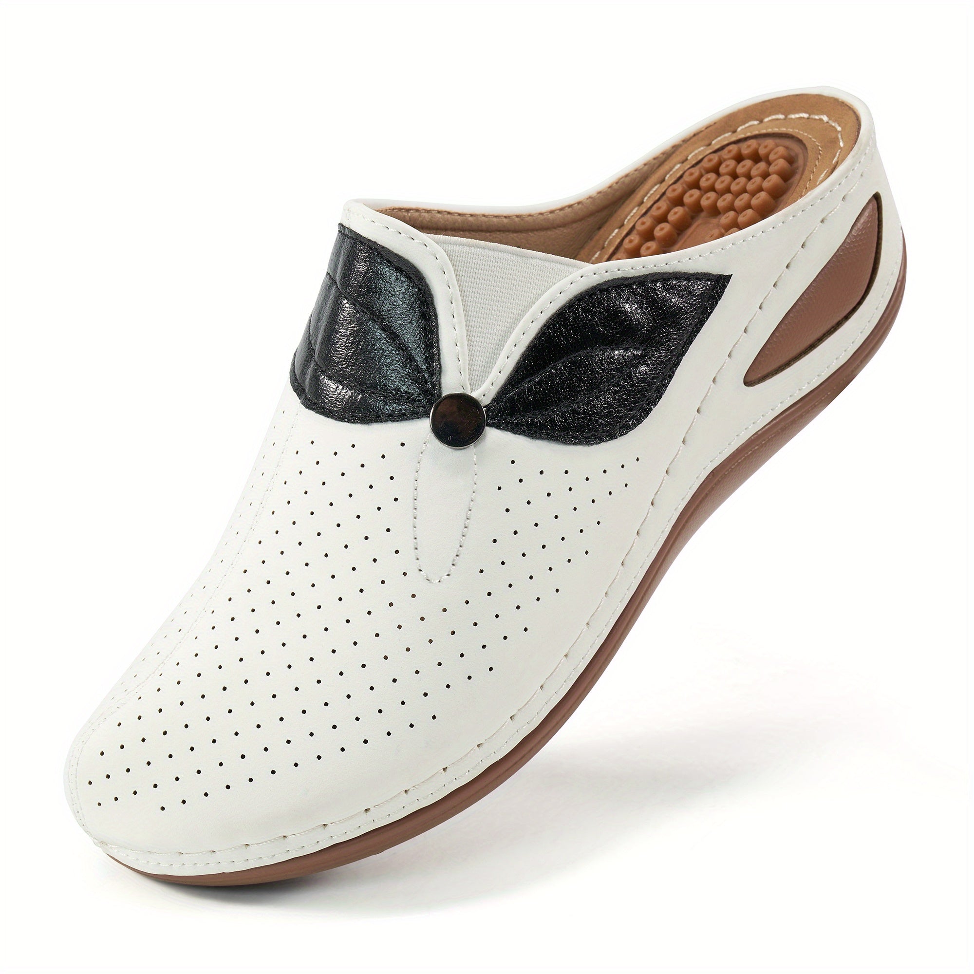 Women's Wedge Mules Breathable Hollow Out Closed Toe Sandals