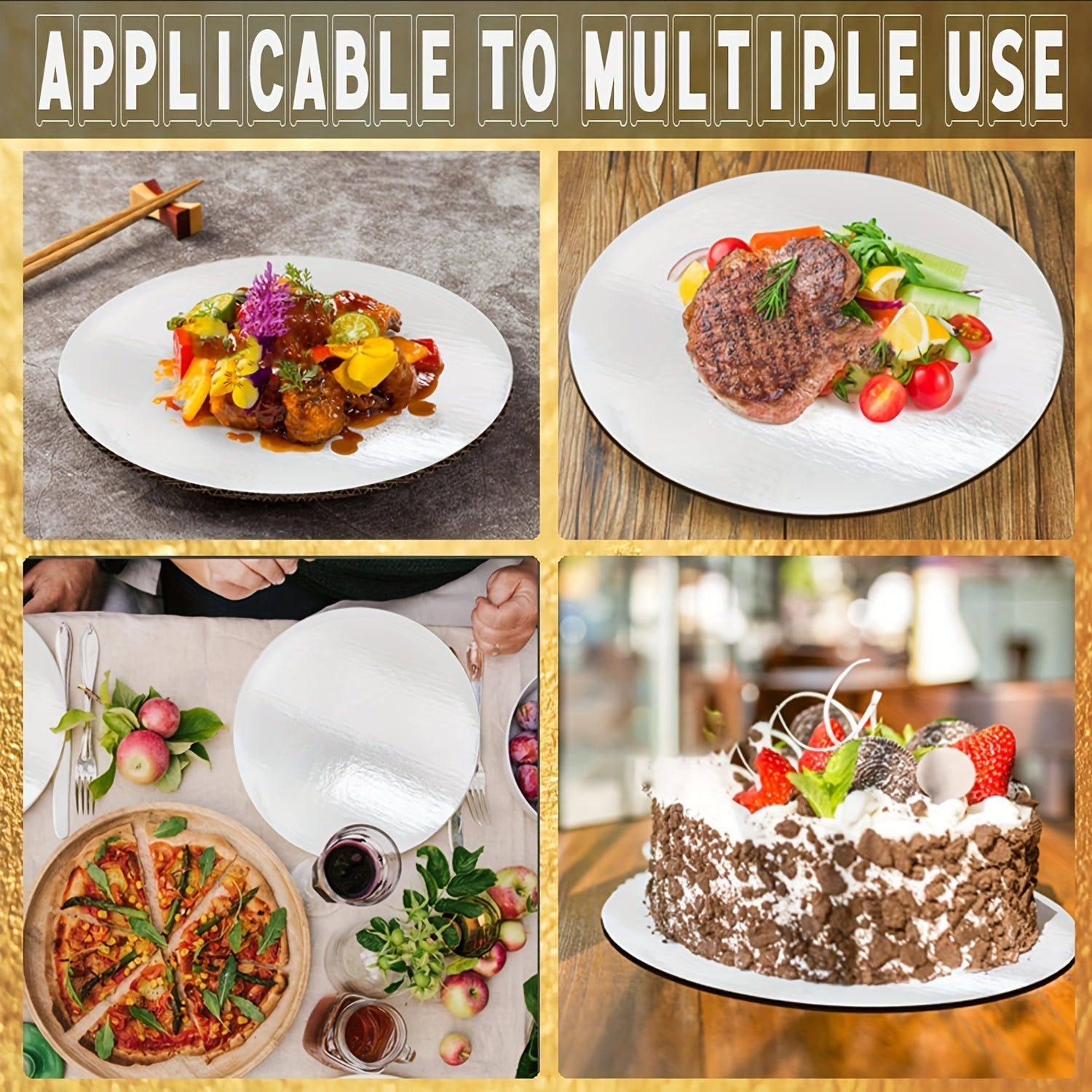 10 Pieces Round Silver Cake Boards Disposable Cake Bases for Decorating and Serving