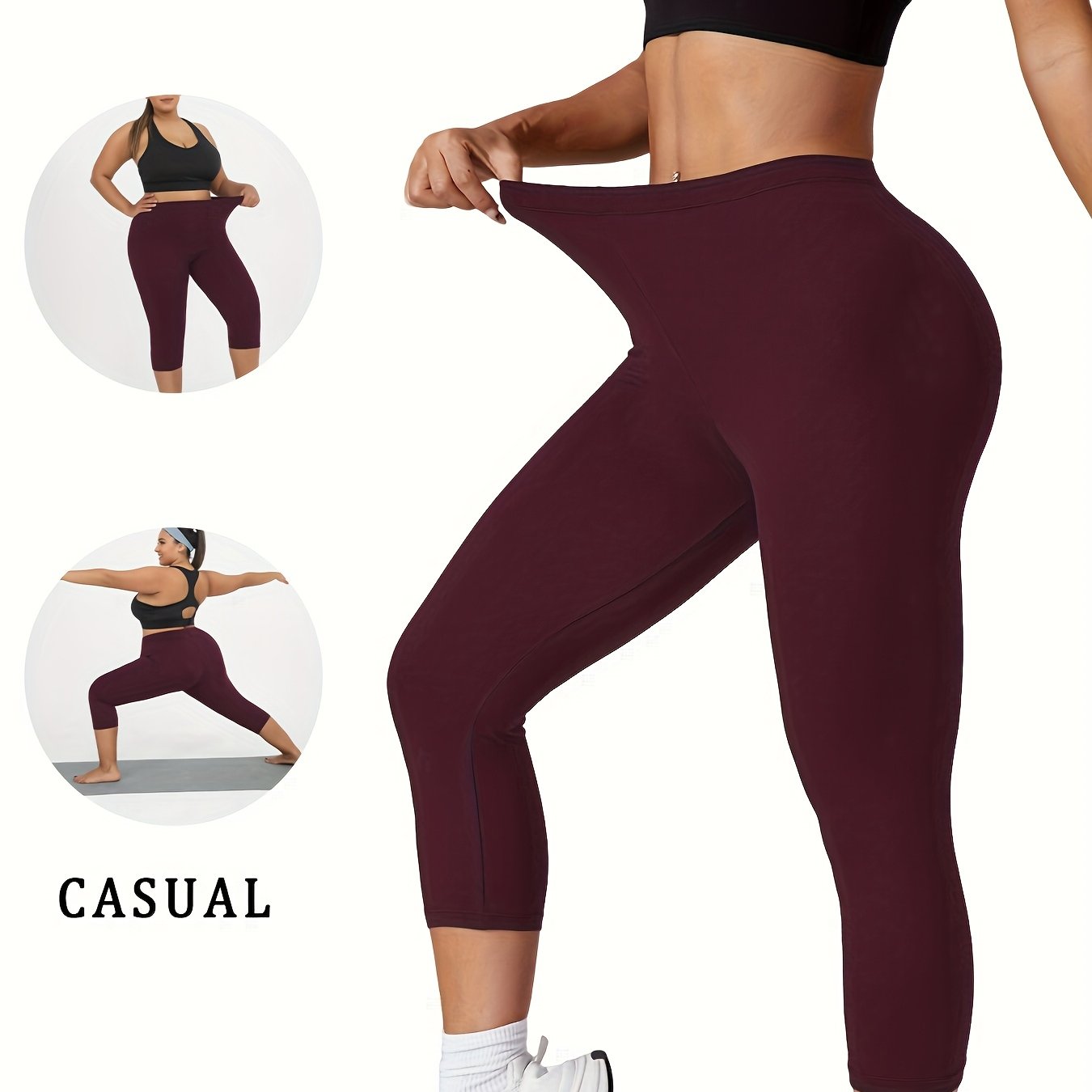 Plus Size Women's Soft Capri Pants for Workout and Yoga Athletic Leggings