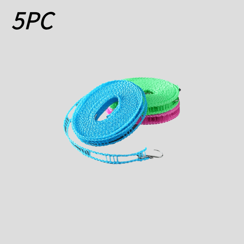 Set of 5 Outdoor Portable Clotheslines 10m Durable Windproof Plastic Laundry Line for Camping