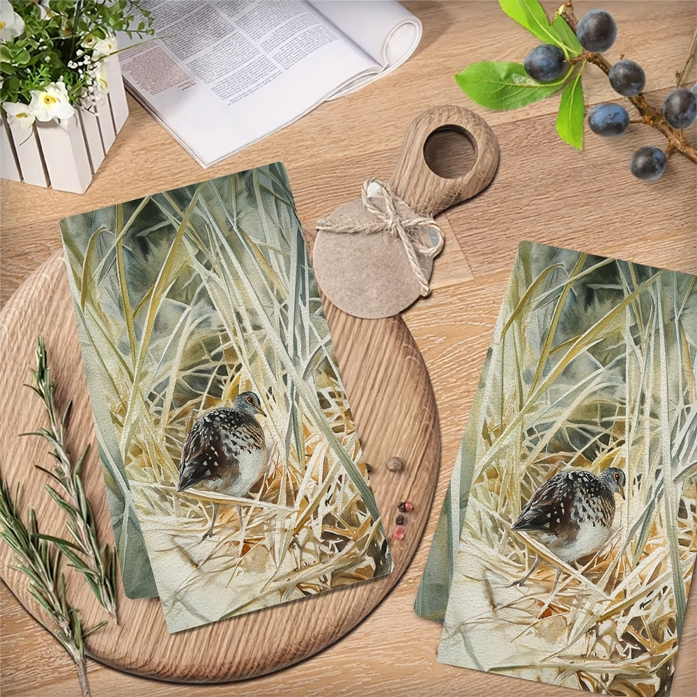 Set of 2 Ultra-Soft Kitchen Towels 40x60cm Absorbent Dish Towels for Holiday Decor