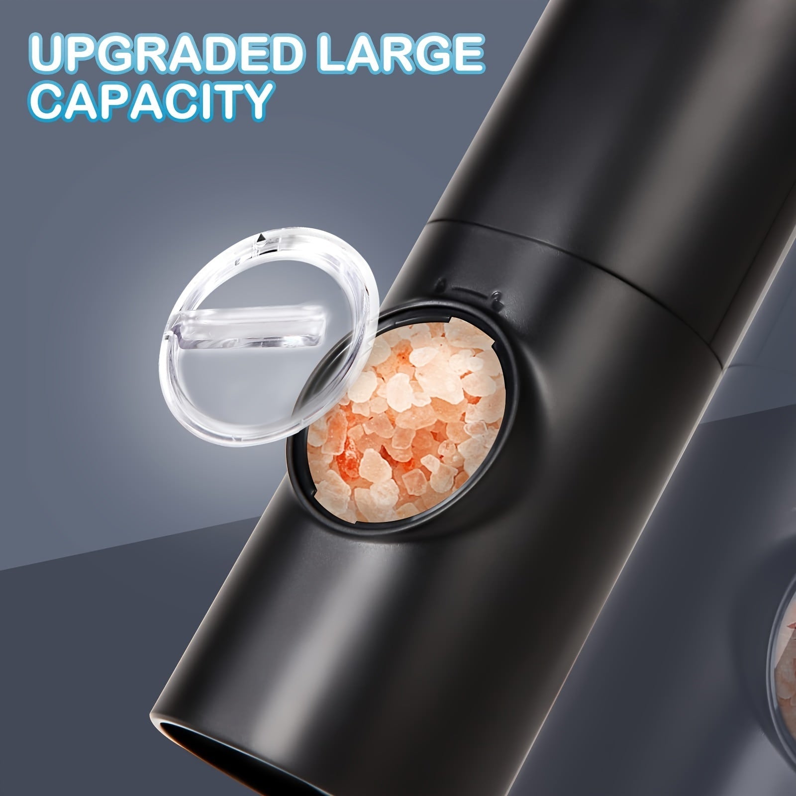 Set of 2 Rechargeable Electric Pepper and Salt Grinders with LED Light and Adjustable Coarseness