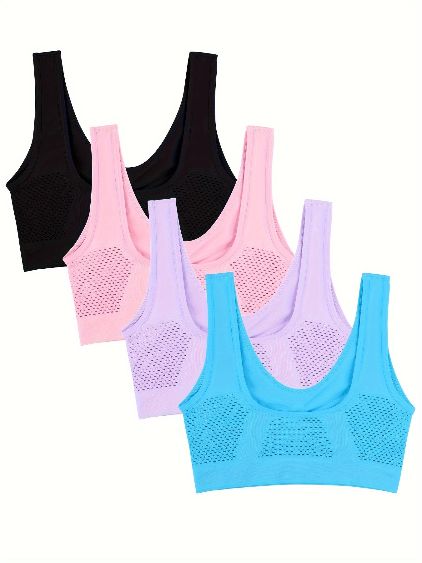 Women’s High-Support Sports Bras for Running and Yoga Breathable No-Wire Hollow-Out Design