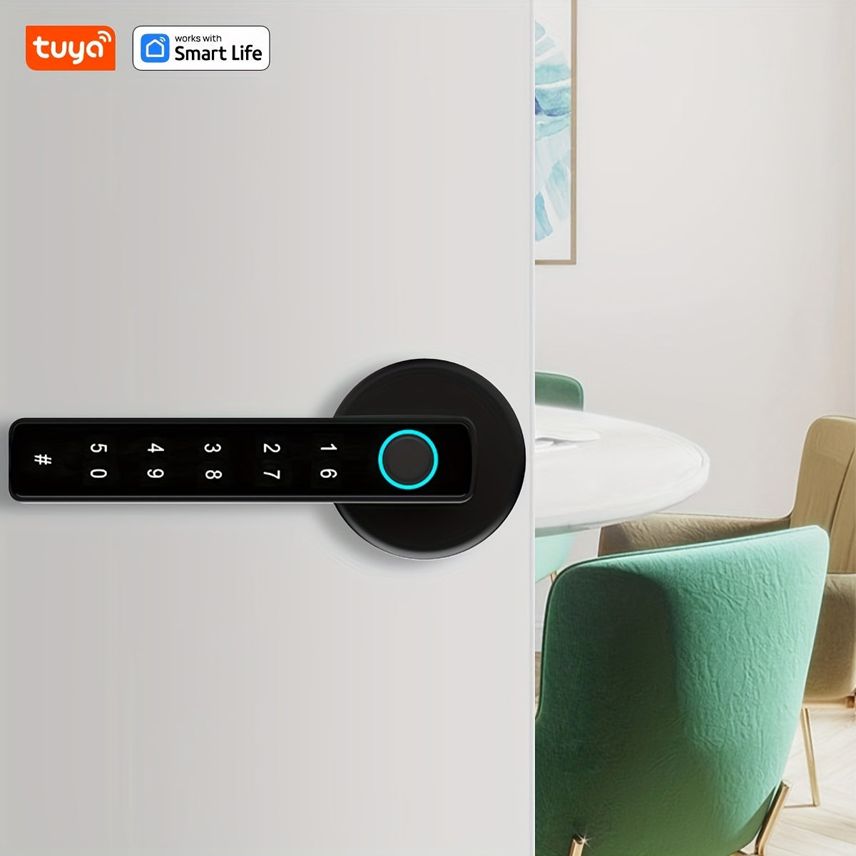 Black Wireless Smart Fingerprint Password Door Lock with US Standard and 4 Unlocking Methods