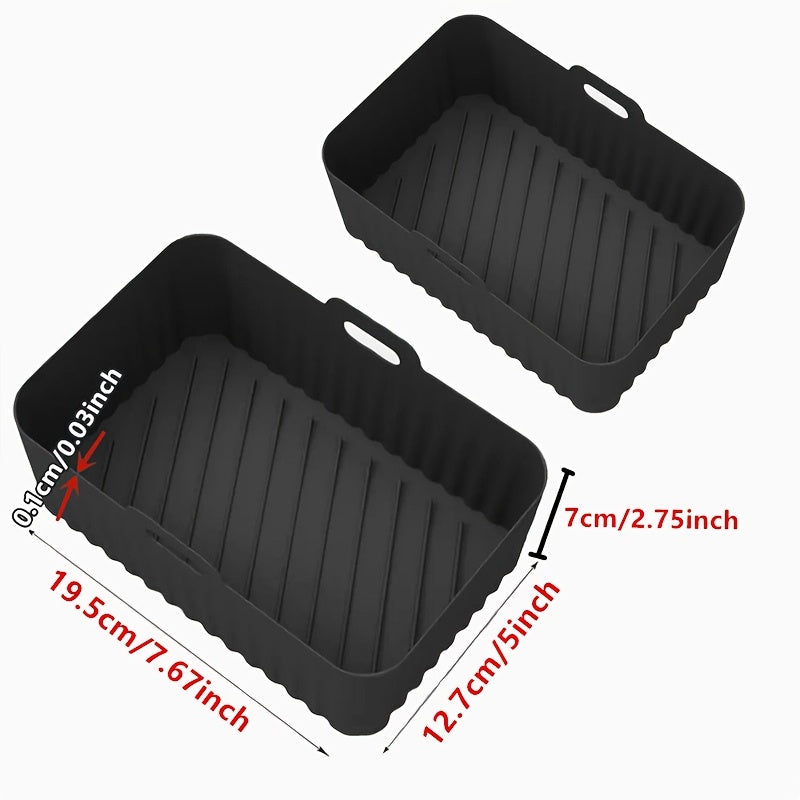 1/2 dona kvadrat havo fritüri silikon qozon oven pishirish panjara uchun, o'lchami 19.48cm x 12.7cm x 6.99cm.