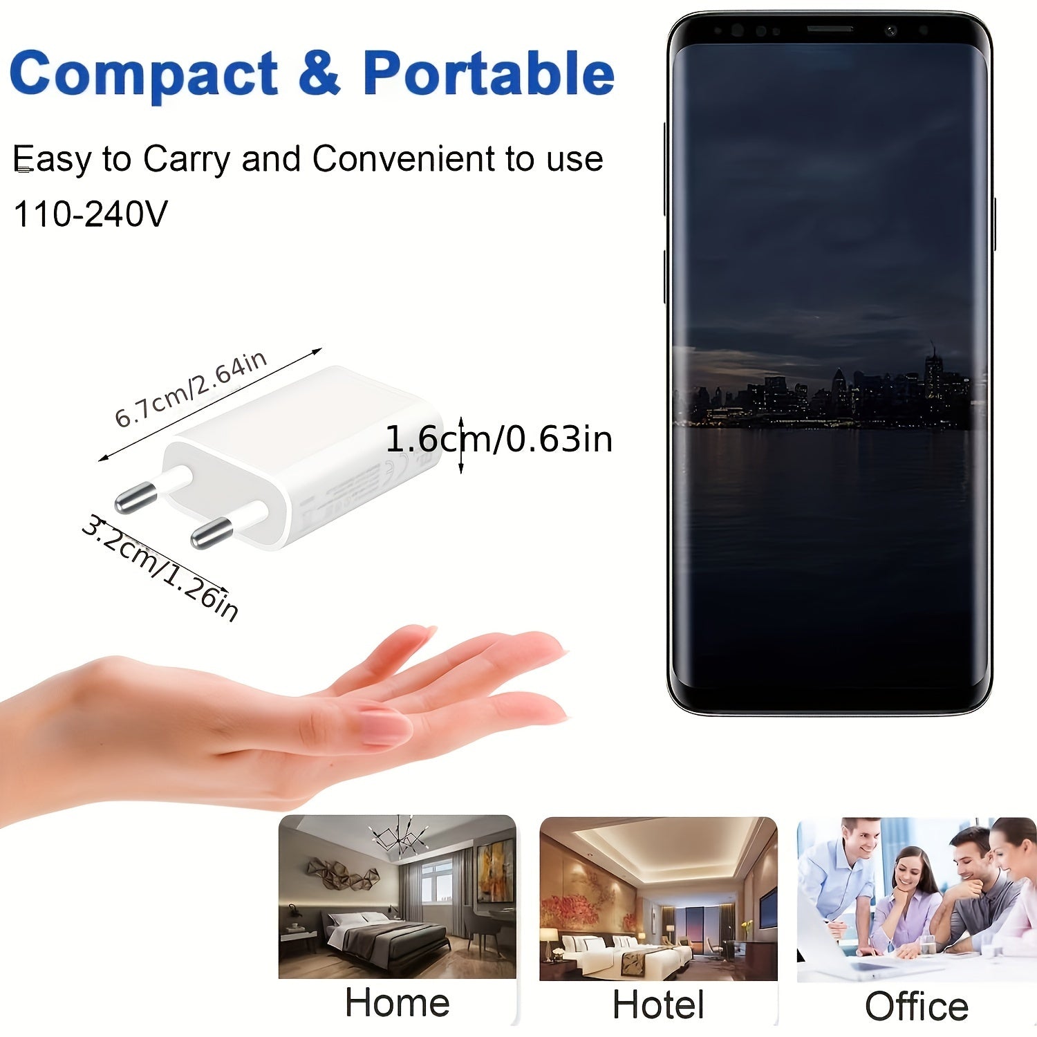 Set of Four White 5V 1A USB Wall Chargers for Mobile Phones and Devices