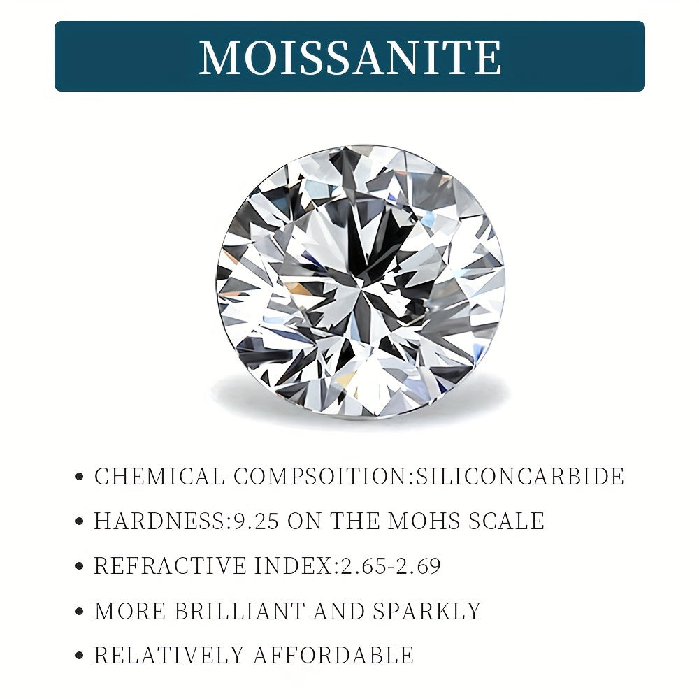 Sterling Silver 6-Claw Moissanite Engagement Ring 3ct with Certificate