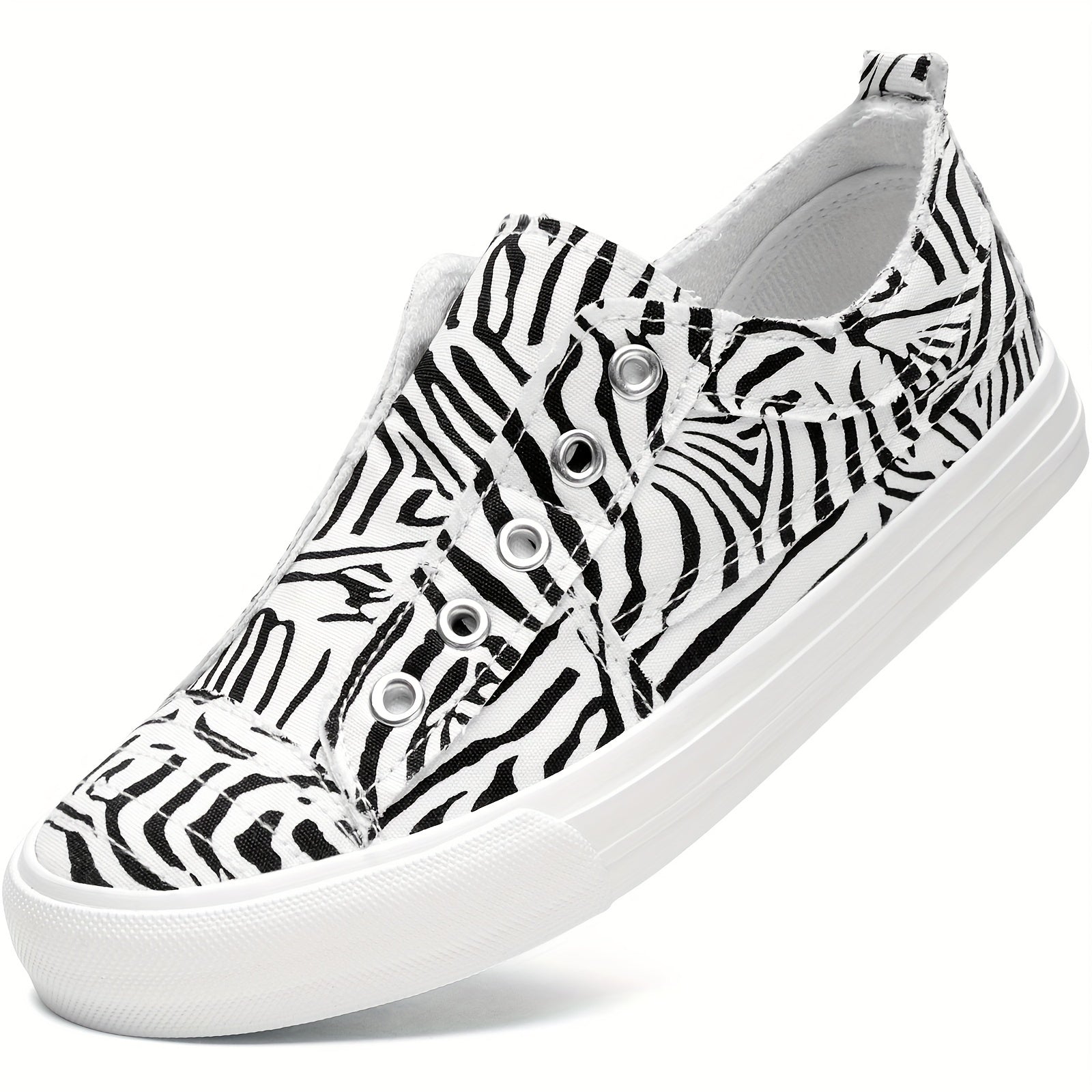 Women's Slip-On Sneakers White Casual Shoes Breathable Fabric All-Season