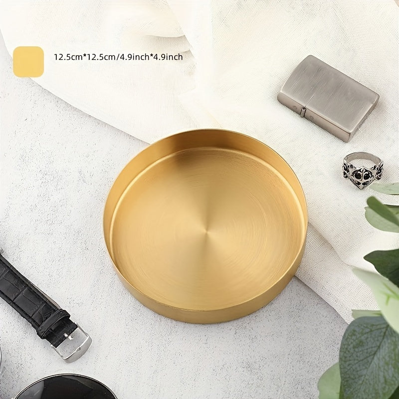 Круглая металлическая поднос в минималистском стиле для хранения на столе и стакана для воды