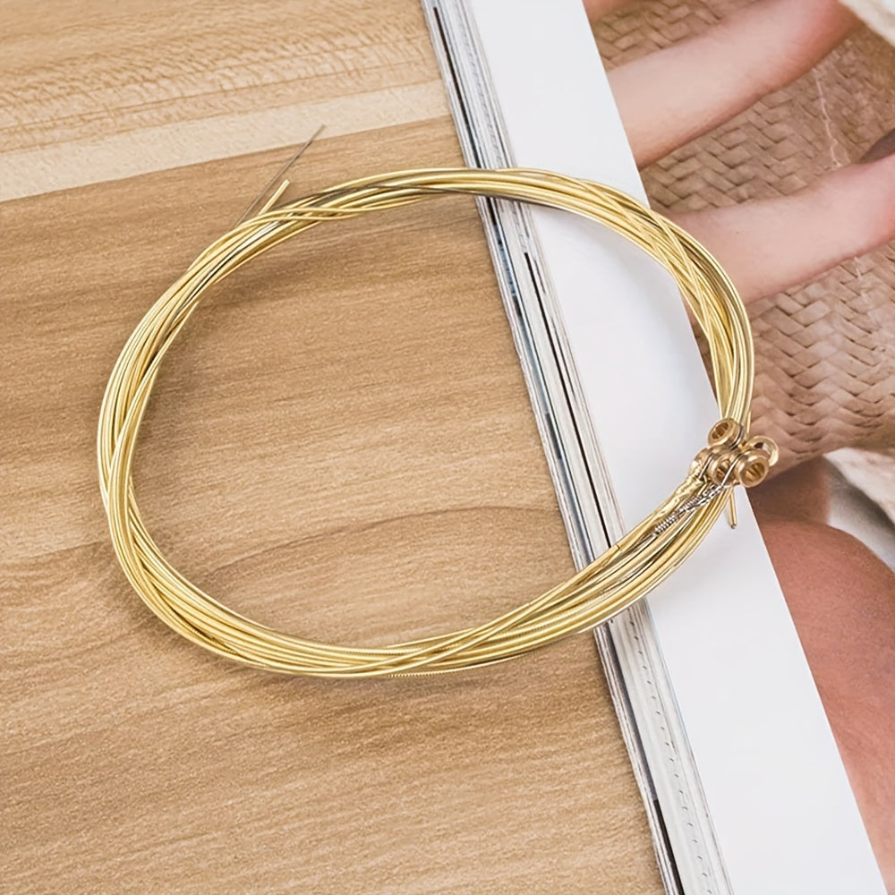 Cuerdas de guitarra acústica de bronce, núcleo de acero hexagonal, color amarillo claro, 6 cuerdas