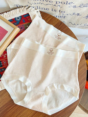 Women's Plus Size High Waist Cotton Briefs with Letter Print Ribbed Stretchy Fabric 2 Pack