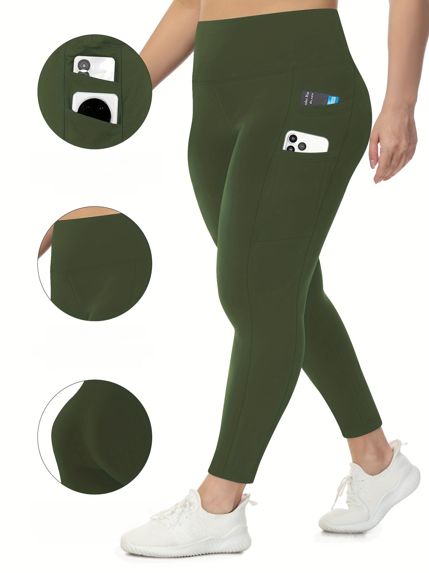 Plus Size High Waist Stretchy Leggings with Pockets for Yoga and Workout