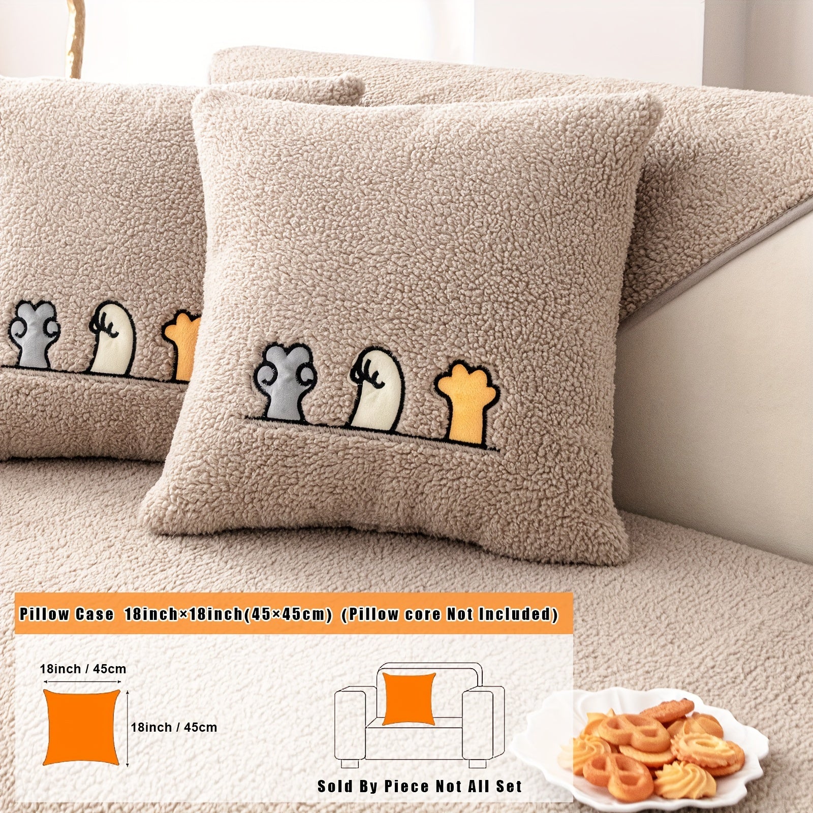 Zamonaviy yumshoq divan qoplamasi, oyoq izlari naqshli tikuv bilan, divanlar uchun sirpanmas himoya, mashinada yuvish mumkin va turli xil mebellar uchun mos.