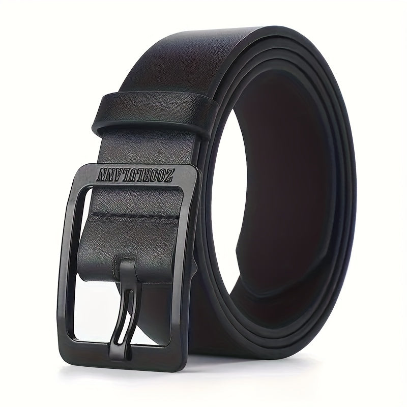 Faux Leather Belt for Men with Pin Buckle Casual Formal Adjustable