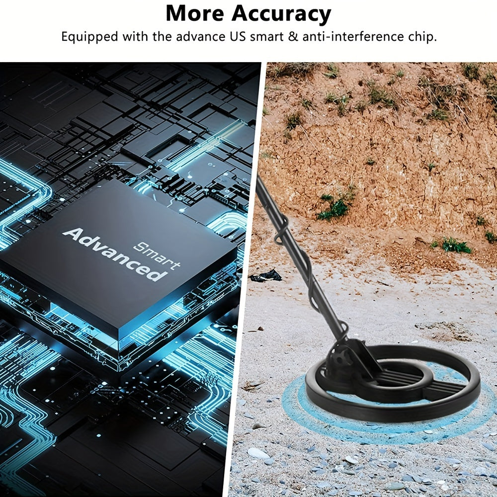 Handheld Metal Detector for Coins and Large Objects, 7kHz Frequency, Detects Up to 12.7cm for Coins, 91.44cm for Large Items